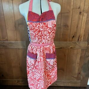 Anthropologie Red Floral Apron
